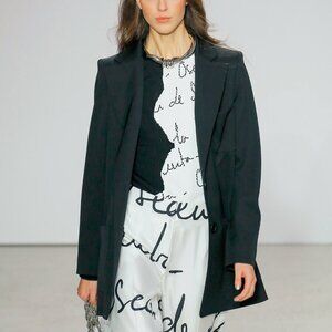 Oscar de la Renta SS/18 Runway Black Wool-Blend Longline Blazer